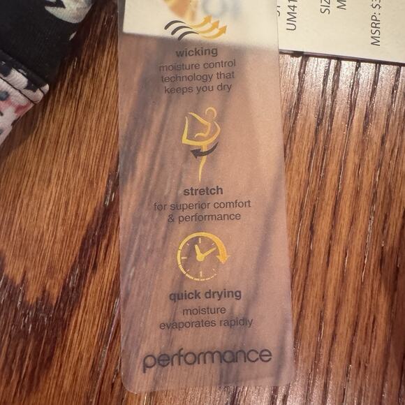 C&C California Womens M Sports Bra Performance Black Floral Mesh Stretch Wicking - Picture 15 of 16